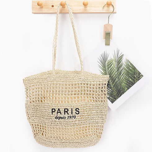 FAUX STRAW BRAIDED TOTE