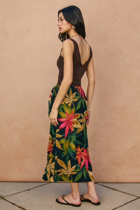 TROPICS MIDI WRAP SKIRT