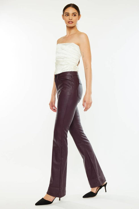 VEGAN LEATHER BOOTCUT PANT