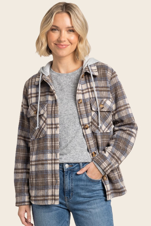 TERRY HOODED PLUSH SHACKET
