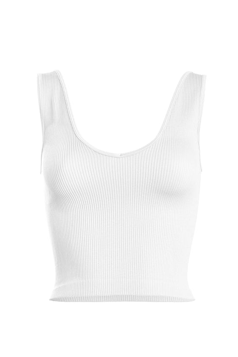 RIB V-NECK CROP TANK
