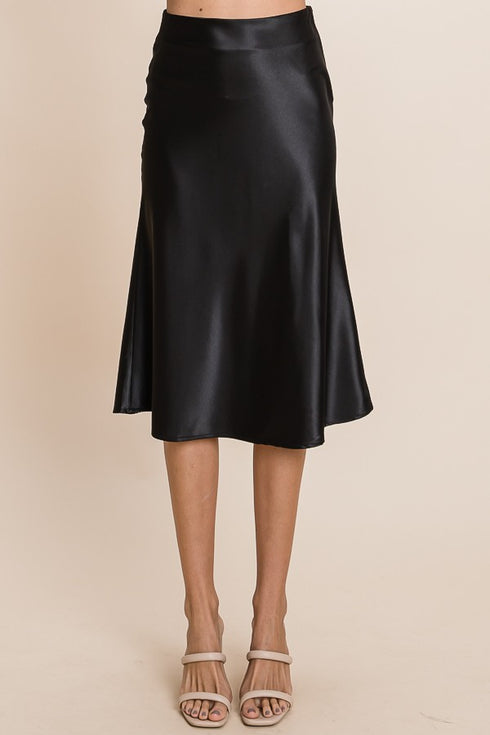 SATIN WOVEN MIDI SKIRT