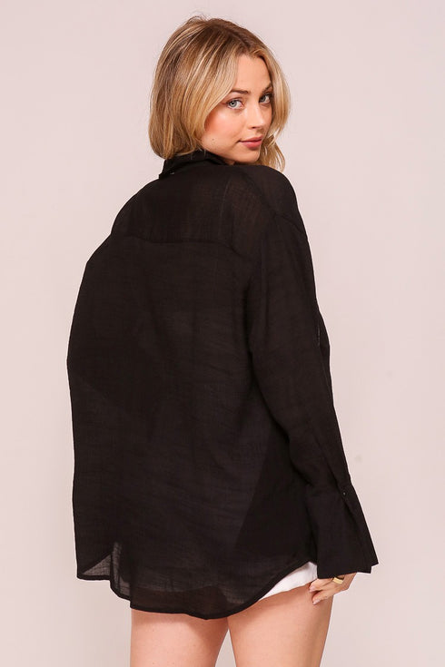 BELL SLEEVE LINEN TOP