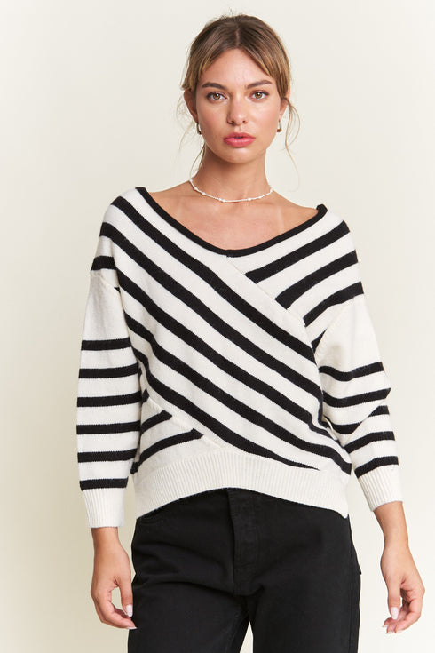 V-NECK STRIPED SWEATER