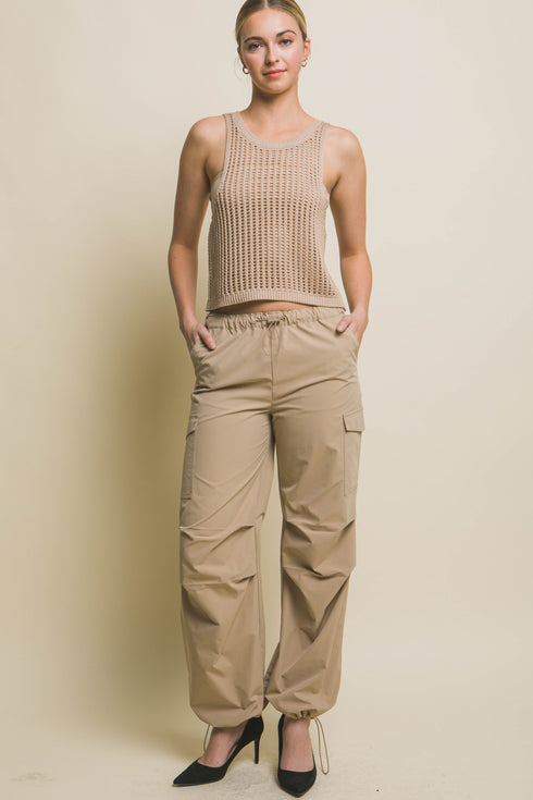 OPEN KNIT CROP TANK