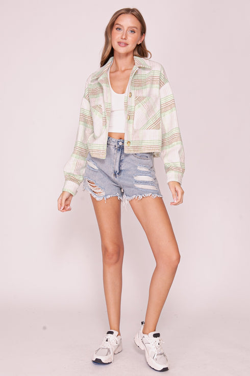 SAGE PLAID JACKET