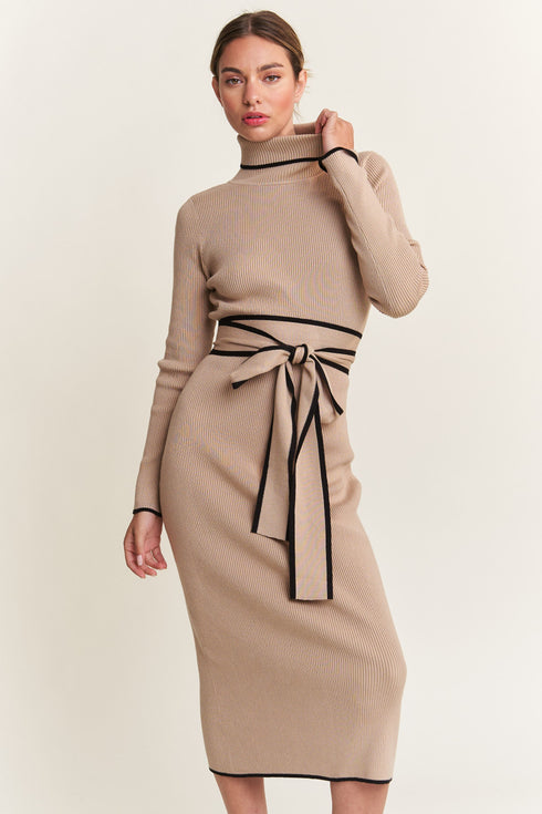 RIBBED KNIT MIDI DRESS
