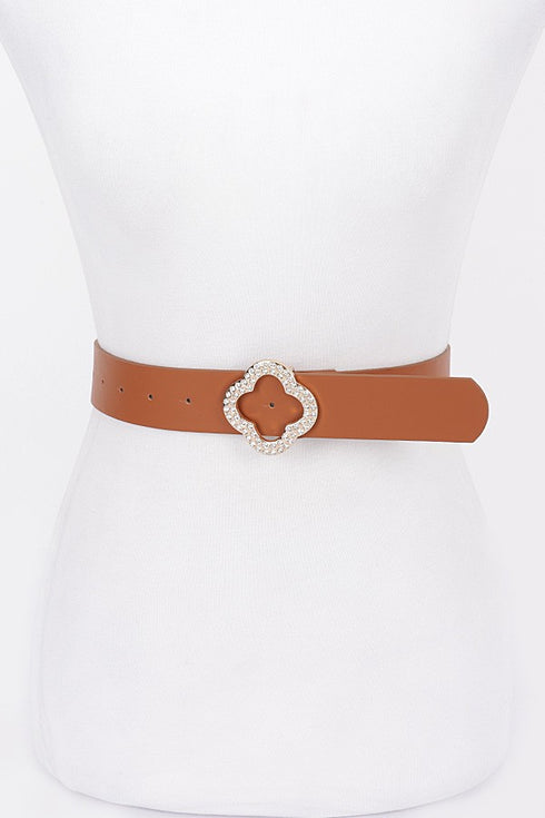 RHINESTONE CLOVER BELT