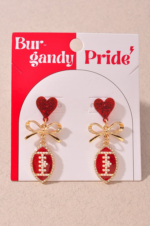 HEART FOOTBALL EARRINGS
