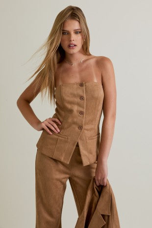 SLEEVELESS SUEDE TOP