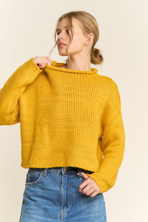 SOFT KNIT ROLLED SWEATER