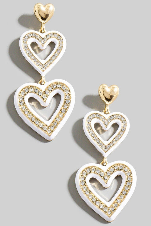 TEIR PAVE DROP HEART EARRINGS