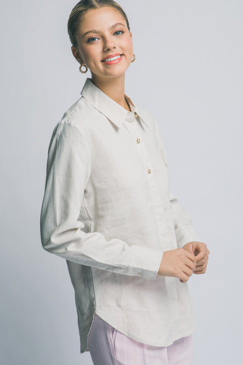 CLASSIC LINEN GOLD BUTTON TOP