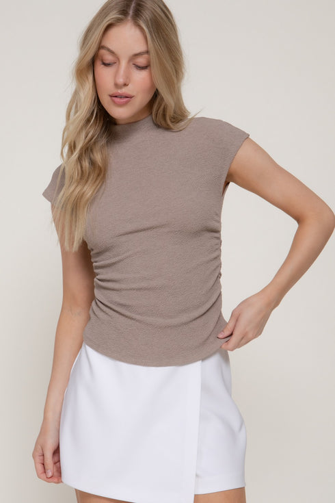 RUCHED TEXTURE KNIT TOP
