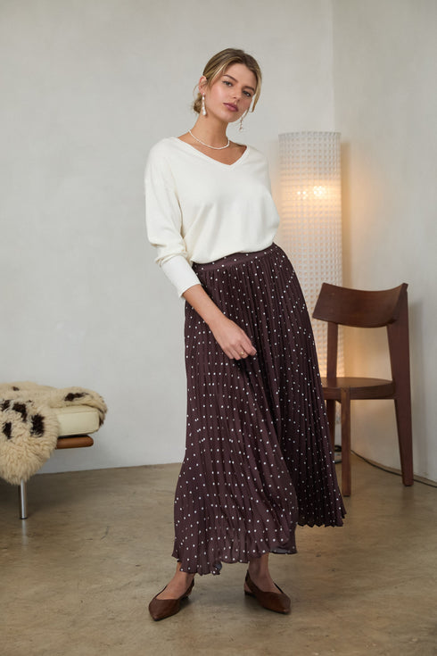 POLKA DOT SATIN MIDI SKIRT