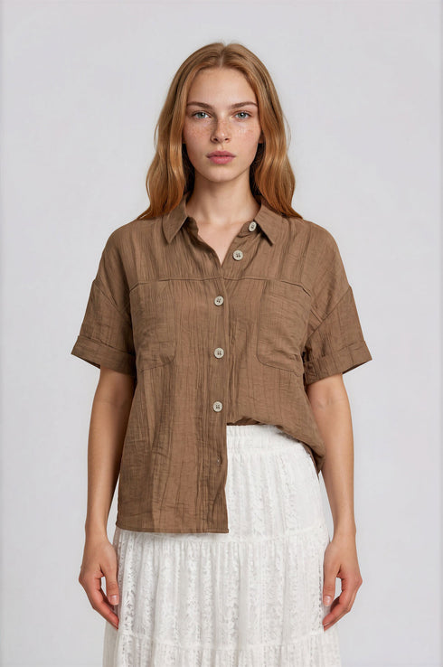 TEXTURED BUTTON DOWN TOP