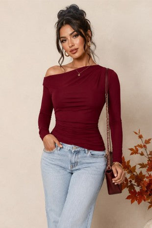 ASYMMETRICAL RUCHED TOP