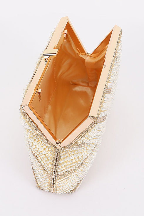 RHINESTONE AND PEARL CLUTCH