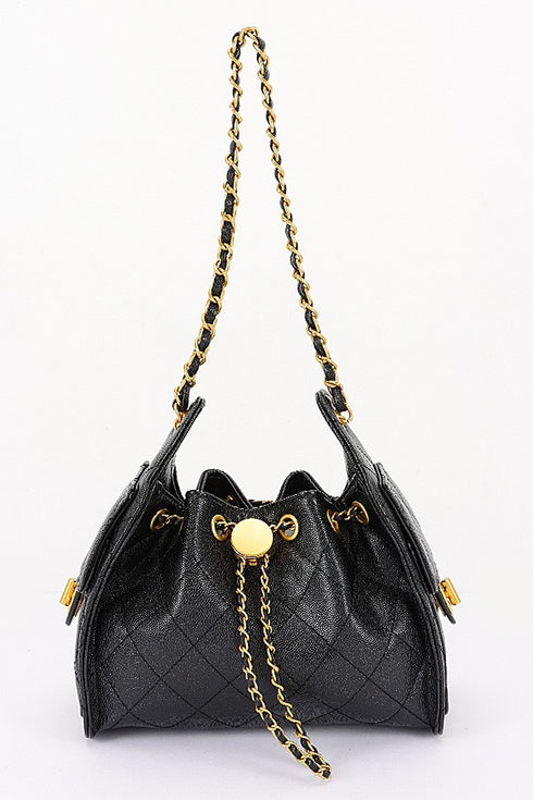 QUILTED VEGAN LEATHER SHOULDER BAG