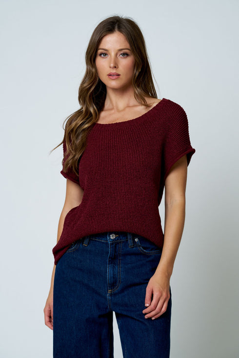 RELAXED SHORT SLEEVE SWEATER