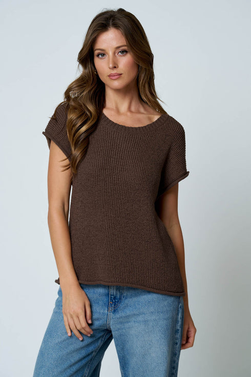 RELAXED SHORT SLEEVE SWEATER