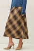 PLAID A-LINE MIDI SKIRT
