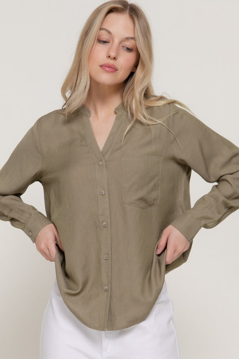 SPLIT ROUND NECK SHIRT