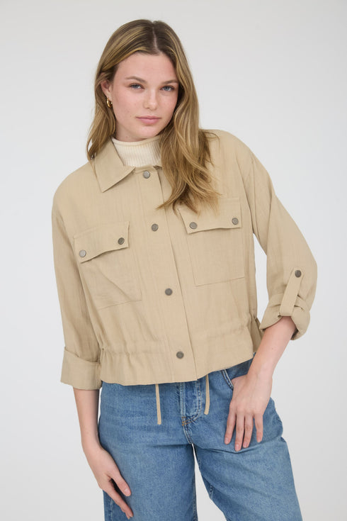 3/4 SLEEVE WASIT TIE JACKET