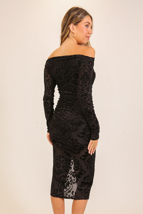 BURNOUT VELVET DRESS