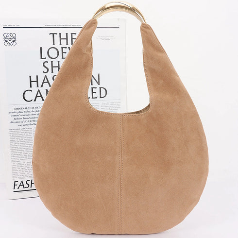 FAUX SUEDE HOBO BAG