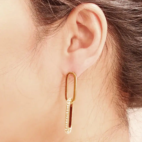 14K DIP CZ LINK EARRINGS