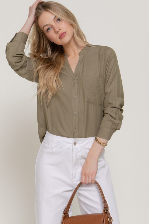 SPLIT ROUND NECK SHIRT