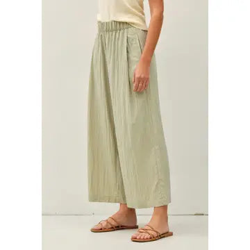 CRINKLED WIDE LEG PANTS