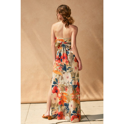 BOTANIC FRESCO STRAPLESS MAXI DRESS