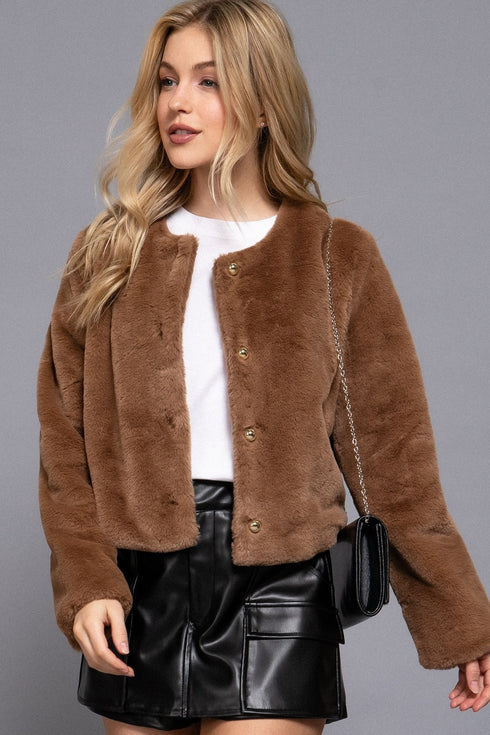FAUX FUR CROPPED JACKET