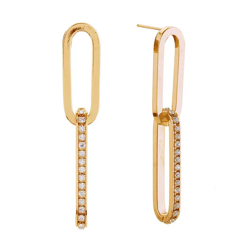 14K DIP CZ LINK EARRINGS
