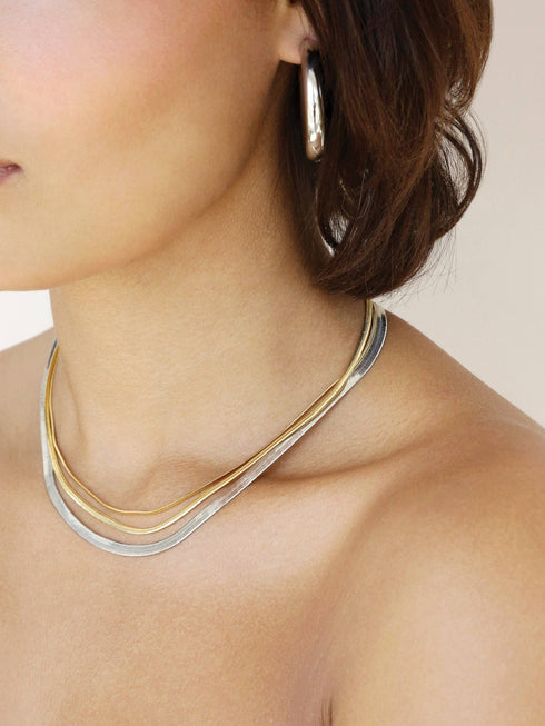 MIXED METALS STRANDS NECKLACE