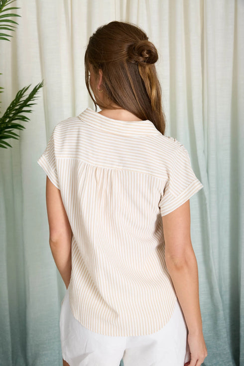 STRIPE CUFF SLEEVE TOP