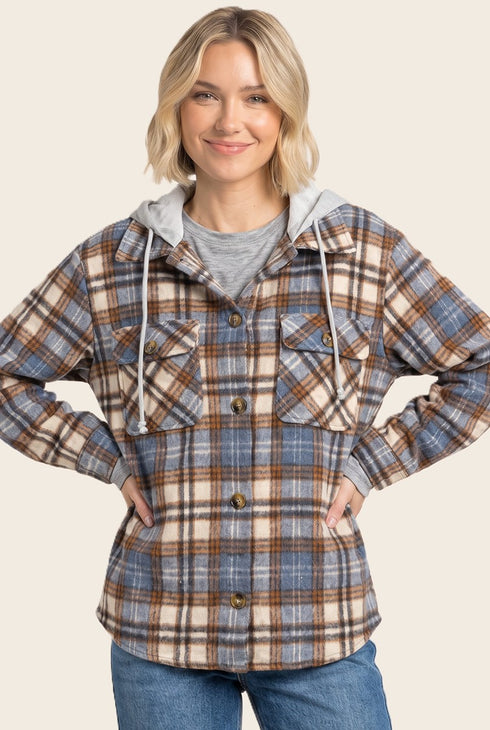 TERRY HOODED PLUSH SHACKET