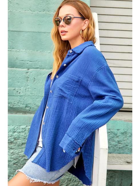 LAKELYN CRINKLE BUTTON TOP