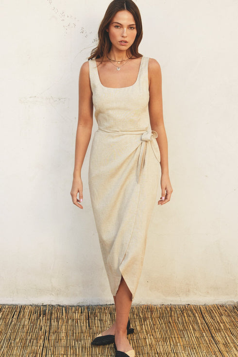 LINEN WRAP DRESS