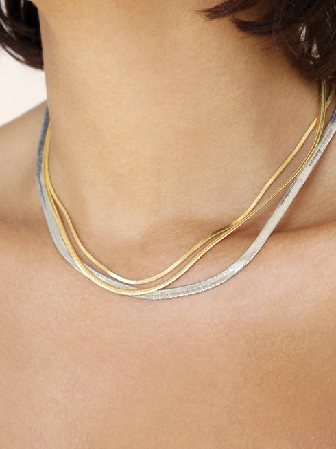 MIXED METALS STRANDS NECKLACE