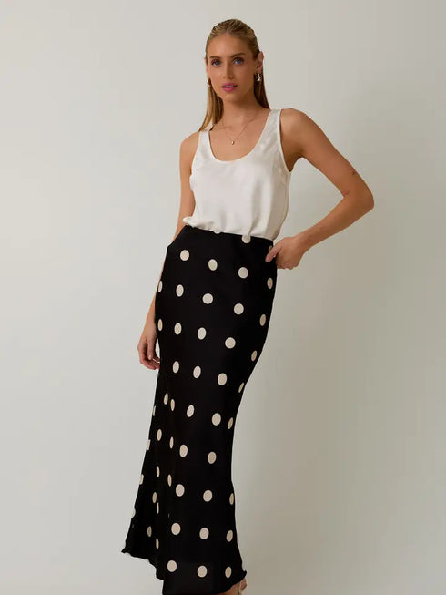 SATIN POLKA DOT SKIRT