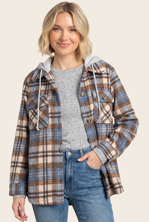 TERRY HOODED PLUSH SHACKET