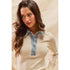 DENIM CONTRAST COLLAR TOP