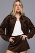 FRONT PATCH POCKET FAUX SUEDE JACKET