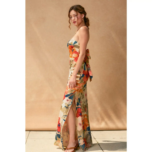 BOTANIC FRESCO STRAPLESS MAXI DRESS