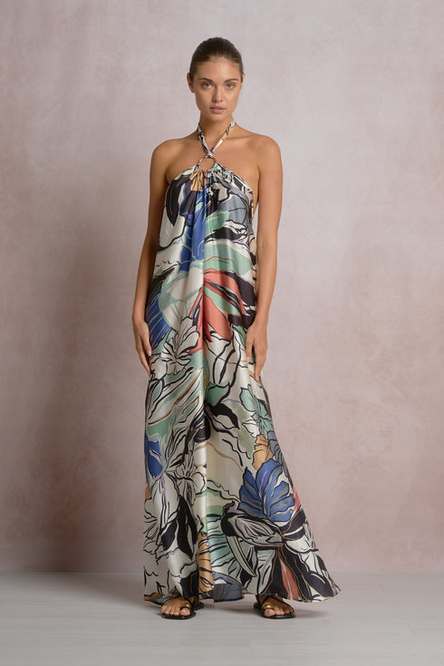 BLUE BOTANICAL DRESS