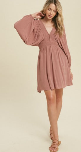 CRINKLE GAUZE MINI DRESS